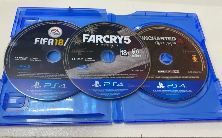 Диски PS4 FIFA 18/FarCry 5/Uncharted 4